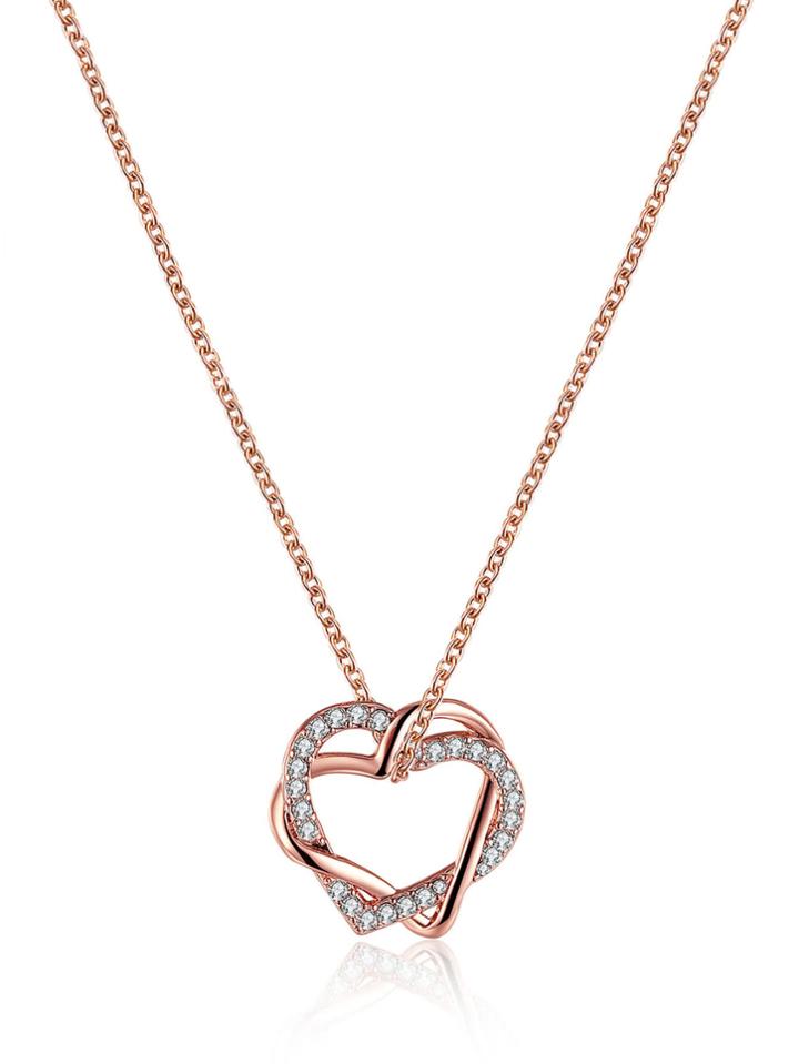Shein Rhinestone Heart Shaped Pendant Necklace