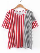 Shein Contrast Vertical Striped Tee
