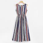 Shein Barcode-stripe Elastic Waist Dress