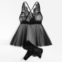 Shein Criss Cross Contrast Lace Dress Set