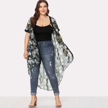 Shein Plus Floral Print Button Front Cardigan