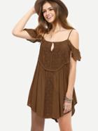 Shein Crochet Lace Keyhole Front Uneven-hem Dress