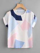 Shein Random Geo Print Cuffed T-shirt