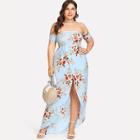 Shein Plus Floral Print Split Long Dress