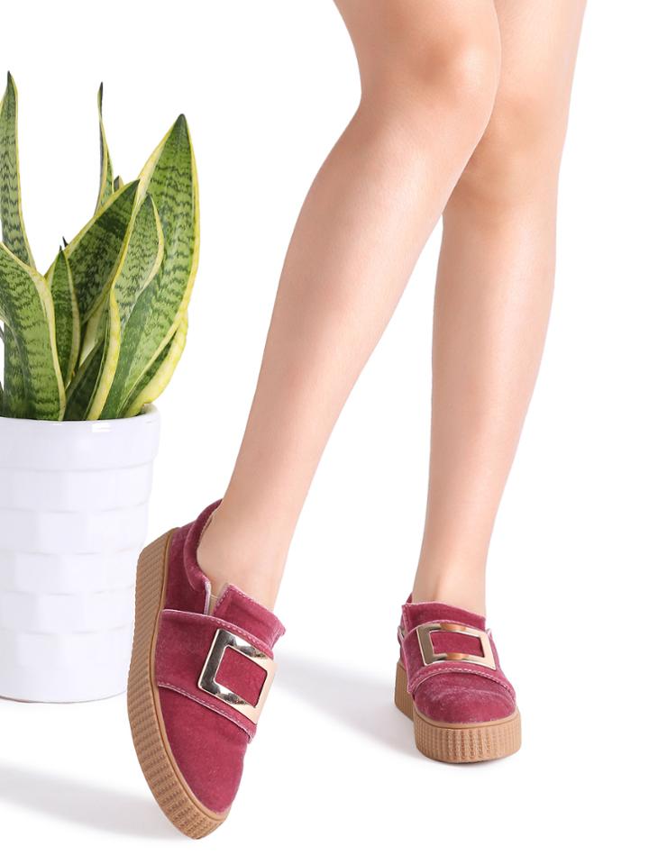 Shein Hot Pink Metal Embellished Rubber Sole Sneakers