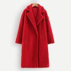 Shein Pocket Front Solid Teddy Coat