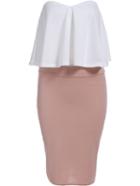 Shein White Strapless Zipper Top With Pink Slim Skirt