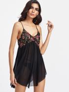 Shein Two Tone Floral Lace Bodice Babydoll Cami Top