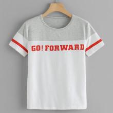 Shein Contrast Tape Letter Tee