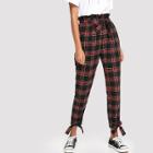 Shein Knot Front Tartan Peg Leg Pants