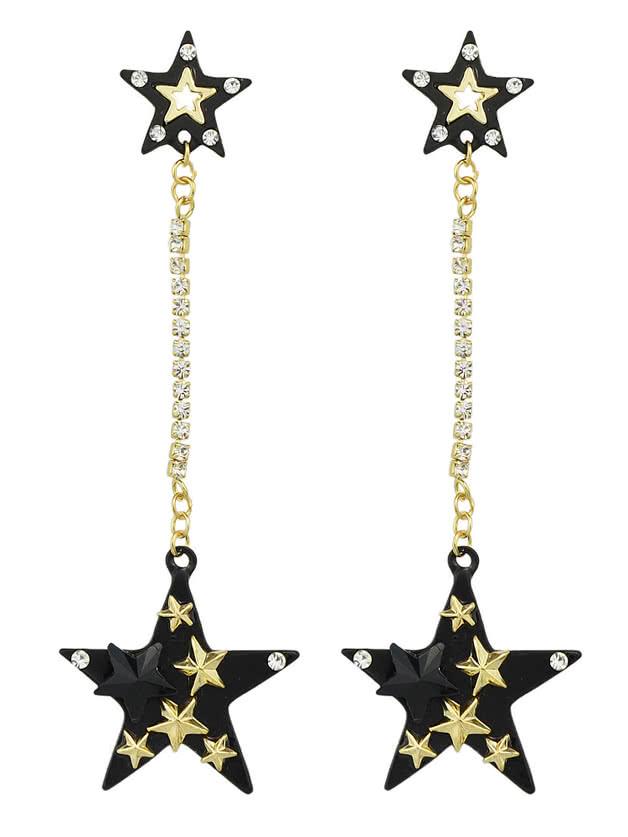 Shein New Coming Rhinestone Star Shape Long Earrings