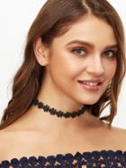 Shein Black Daisy Floral Lace Choker Necklace