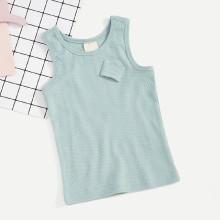 Shein Boys Rib Knit Trim Pocket Detail Vest