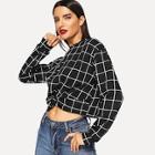 Shein Twist Front Grid Pullover