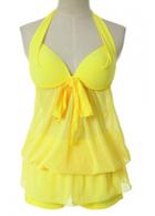 Rosewe Bowknot Decorated Yellow Haltered Swimwear