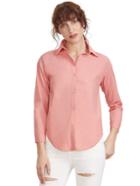 Shein Pink Sharp Collar Long Sleeve Buttons Blouse