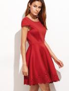 Shein Red Laser Cutout Tied Open Back Skater Dress