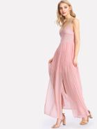 Shein Split Front Chiffon Longline Pleated Cami Dress