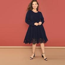 Shein Plus Scallop Trim Laser Cut Dress