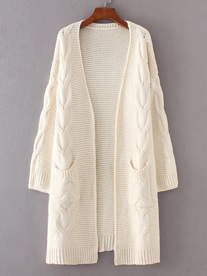 Shein Cable Knit Chunky Longline Cardigan