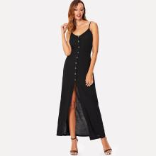 Shein Button Through Spaghetti Strap Maxi Dress