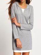 Shein Grey Hooded Slim Sweatshirt Dress