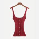 Shein Button Through Ribbed Top