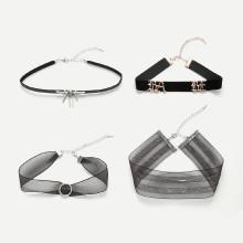Shein Bird Detail Lace Choker Set 4pcs