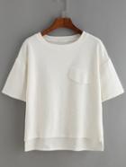 Shein White Short Sleeve Dip Hem T-shirt