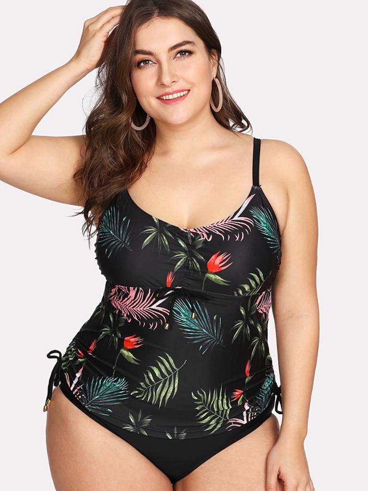 Shein Palm Print Tie Side Swimsuit