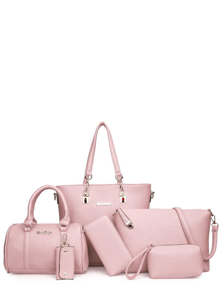 Shein 6 Pcs Metallic Letter Stick Tote Bags Set