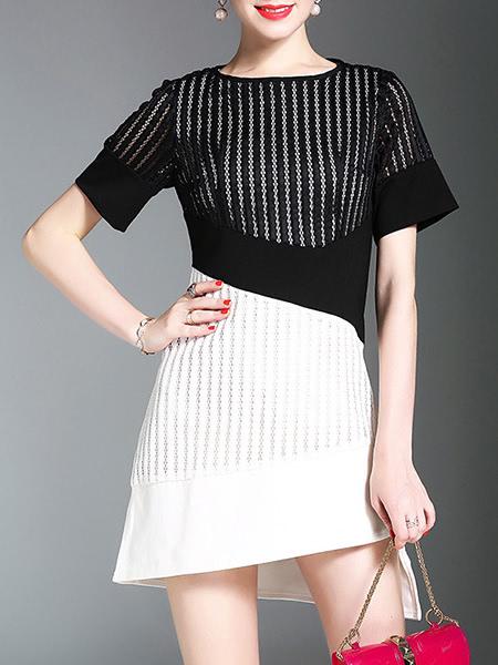 Shein Color Block Mesh Asymmetric Dress