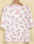 Shein White Short Sleeve Popsicles Print T-shirt