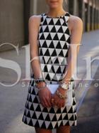 Shein Black White Sleeveless Triangle Dress