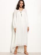 Shein White Lantern Sleeve High Low Tent Dress