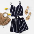 Shein Striped Knot Cami Top With Shorts