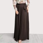 Shein Plus High Rise Front Tie Flowy Palazzo Pants