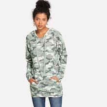 Shein Drawstring Hoodie Camo Sweatshirt