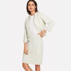Shein Raw Hem Plaid Bolero Top & Skirt Set