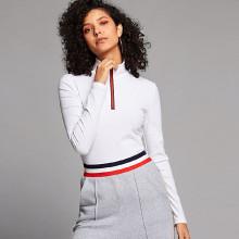 Shein High Neck Half Zipper Placket Tee