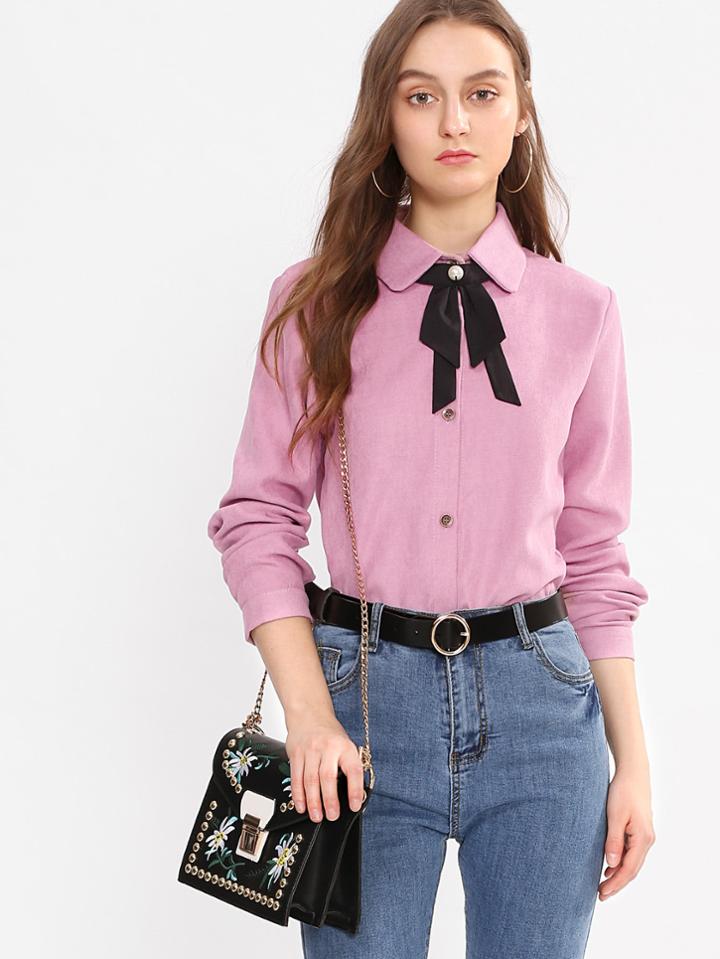 Shein Bow Neck Shirt