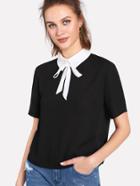 Shein Contrast Collar Keyhole Back Blouse