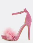 Shein Feather Ankle Strap Heels Mauve