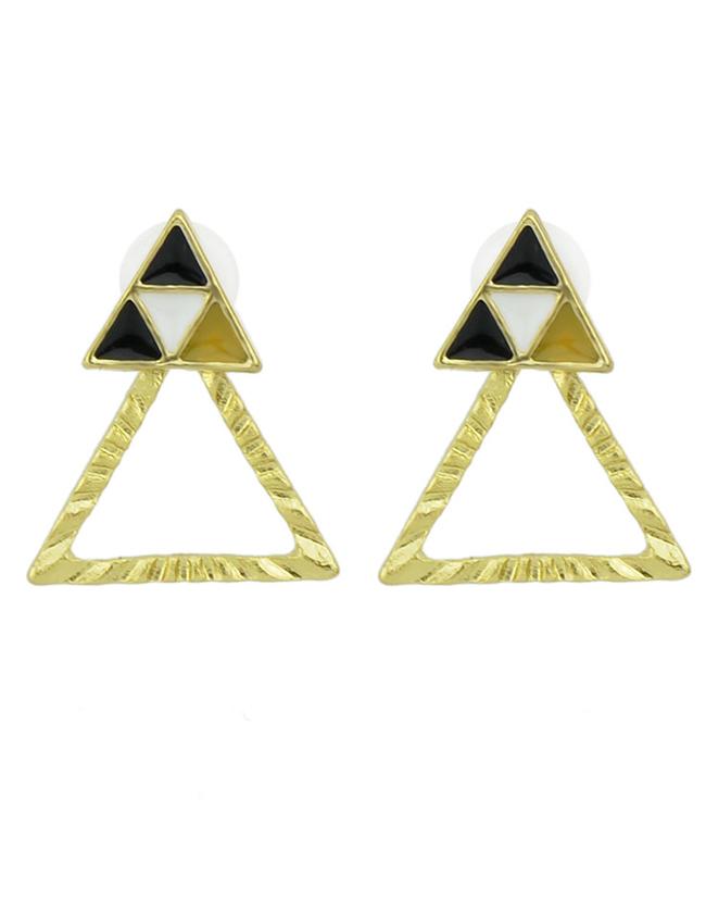 Shein New Design Black Small Enamel Triangle Earrings
