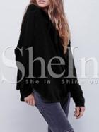 Shein Black Keyhole Back Loose T-shirt