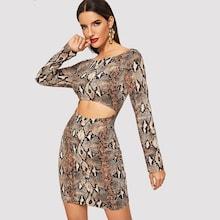Shein Snake Skin Print Cut Out Dress