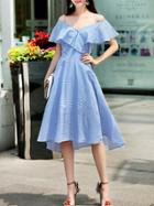 Shein Spaghetti Strap Ruffle Striped Dress
