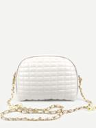 Shein White Quilted Dome Bag With Chain