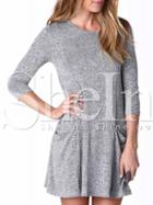 Shein Grey Round Neck Pockets Casual Dress