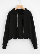 Shein Drop Shoulder Scallop Hem Hoodie